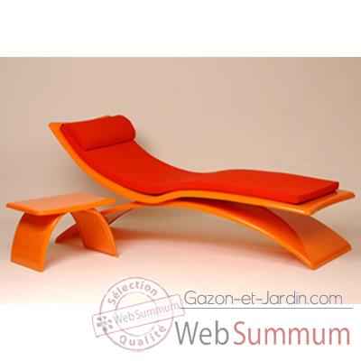Chaise longue design Vagance orange matelas rouge Art Mely - AM09