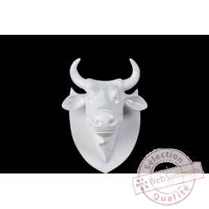 Figurine Trophee vache cowhead white  25cm Art in the City 80997