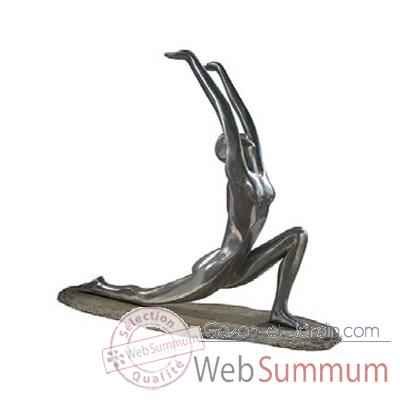 Video Sculpture Yoga Concentration Pose on Rock, aluminium -bs1510alu