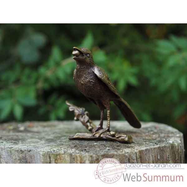 Sculpture oiseau sur branche en bronze thermobrass -ga0388br-b