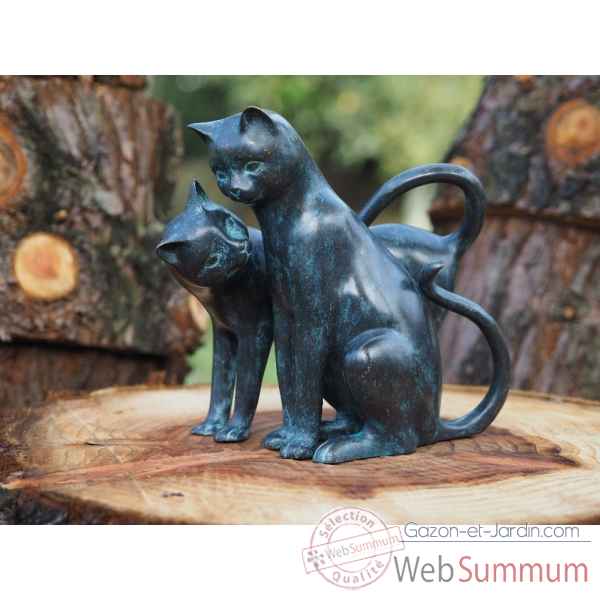 Statue en bronze 2 chats aimables thermobrass -an2350br-vi