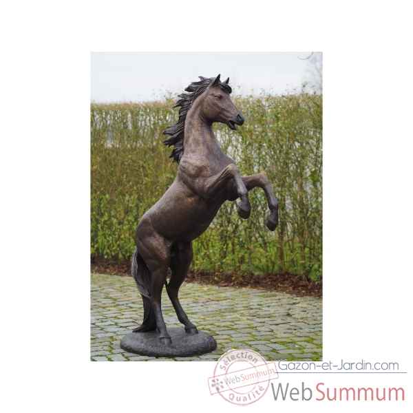 Statue en bronze cheval cabre 183 cm -b1109r