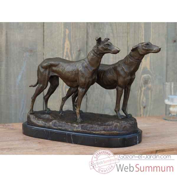 Statue en bronze paire de levriers thermobrass -an1235br-b-2