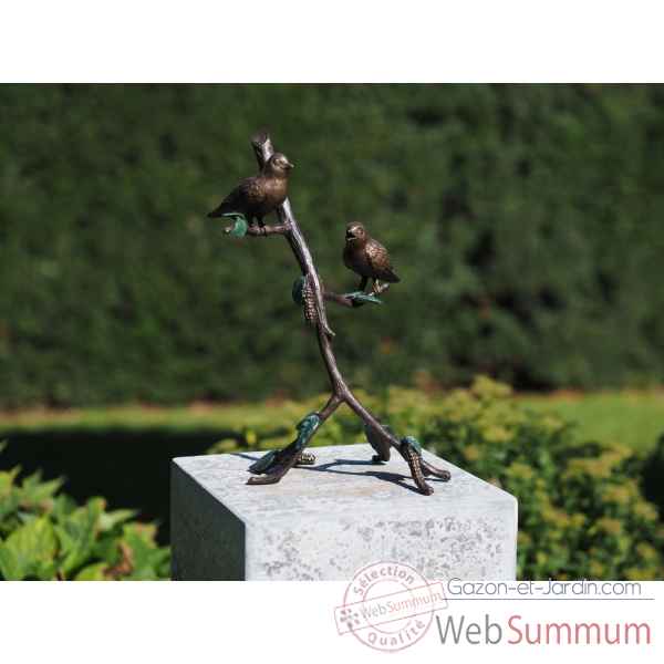 Statuette 2 oiseaux sur une branche bronze -AN1372BR-B