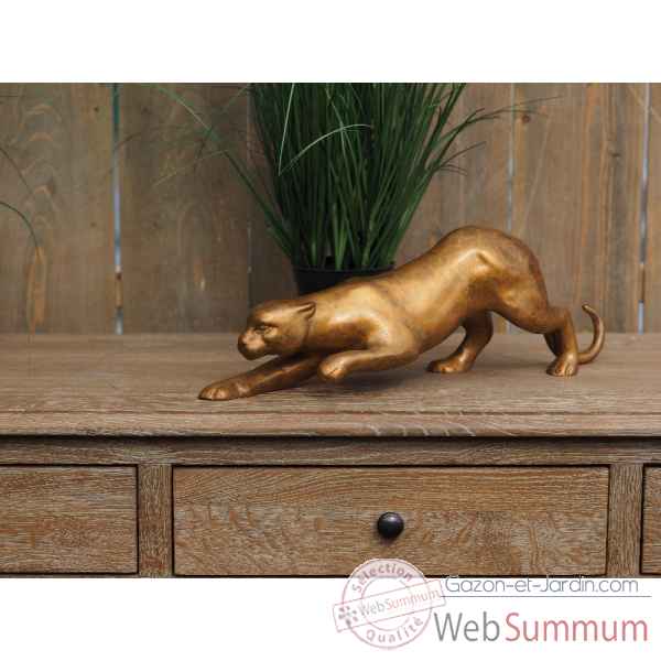 Statuette petit jaguar rampant bronze -AN2063BR-HP-S