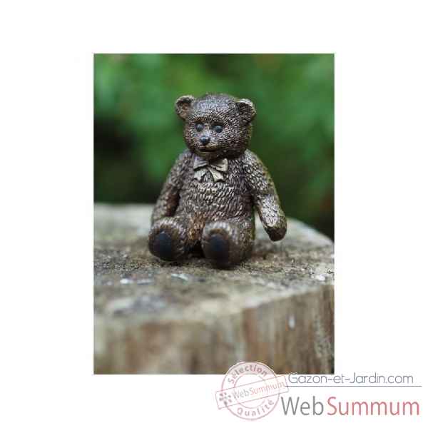 Statuette petit ours en peluche bronze -AN1529BR-B
